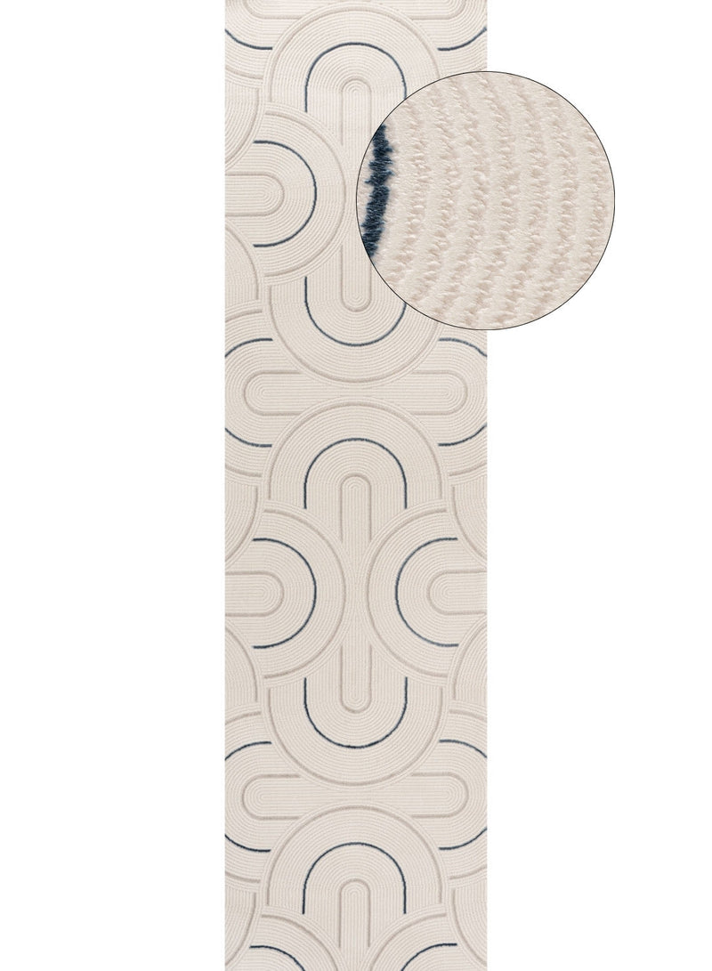 Carmel Cream-Blue Geometric Rug | 6070