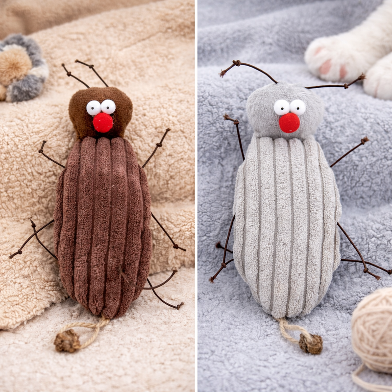 Interactive Plush Cockroach Cat Toy with Catnip – 16 cm Funny Bite & Kick Kitty Toy