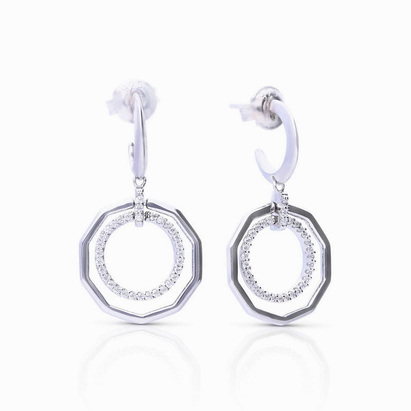 Diamonfire 3/4 Hoop Earrings with Pave and Plain Circles