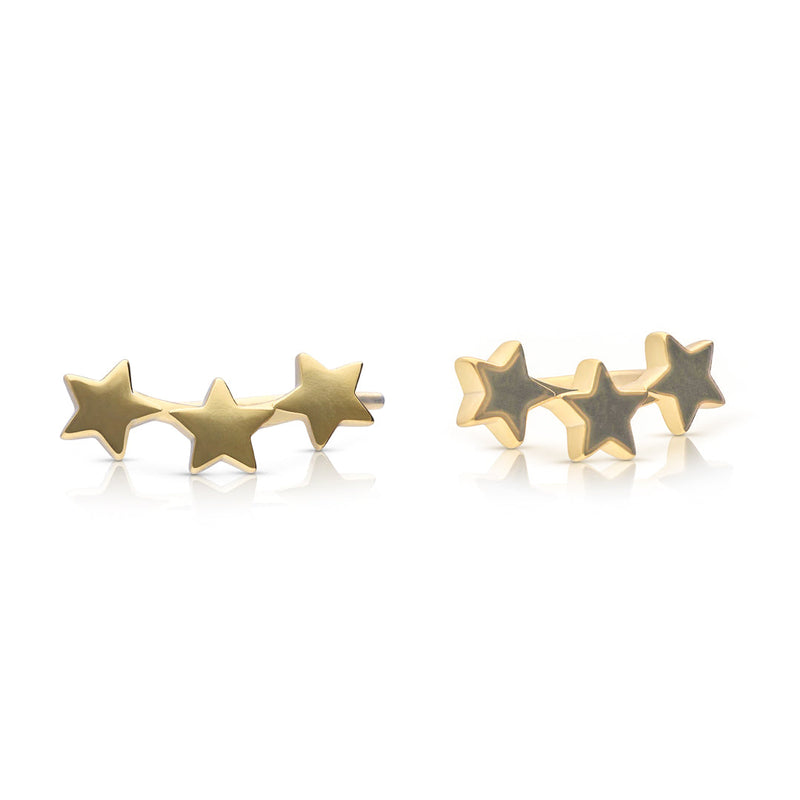 Diamonfire Plain Triple Star Crawler Earrings
