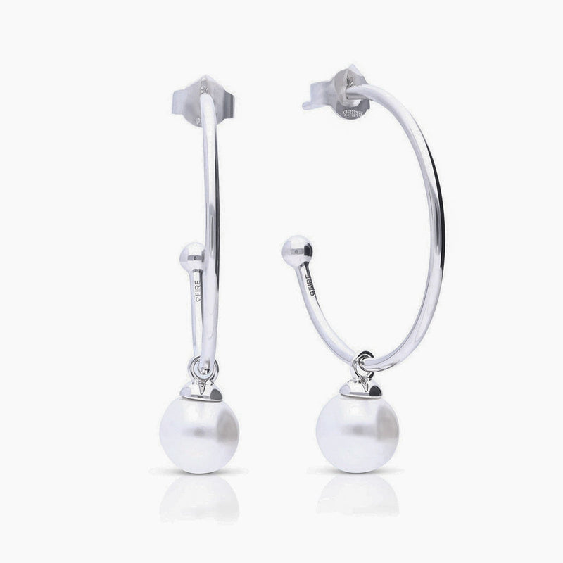 Diamonfire 3/4 Hoop Earrings with Shell Pearl Charm