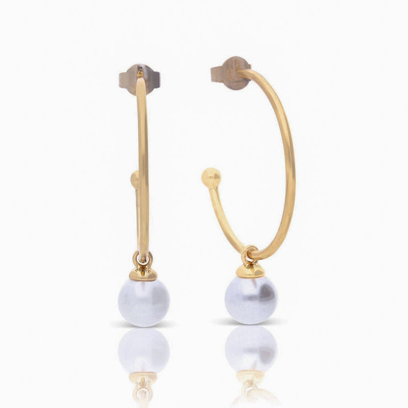 Diamonfire 3/4 Hoop Earrings with Shell Pearl Charm