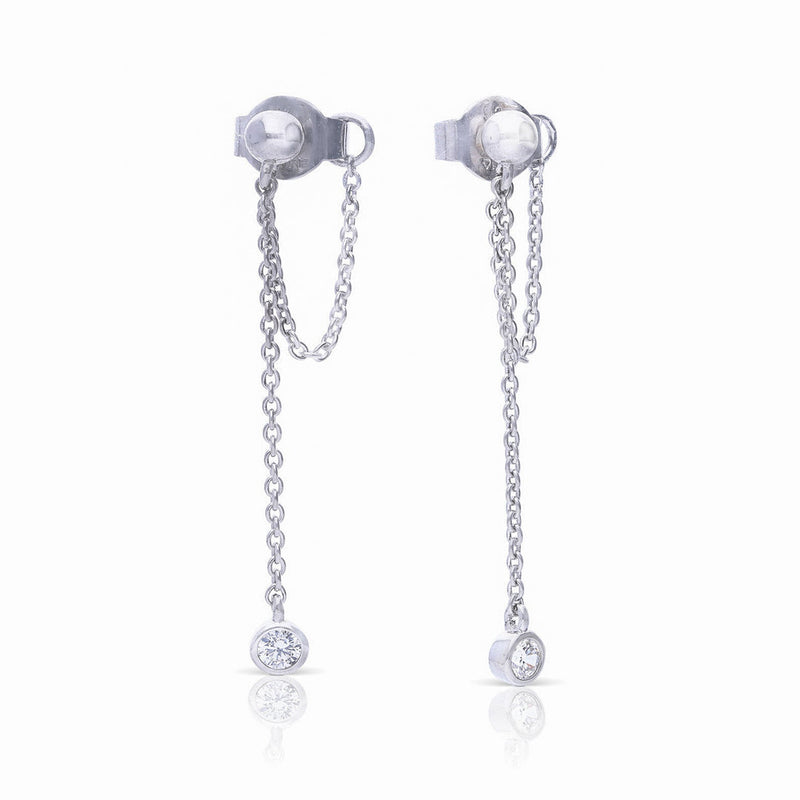 Diamonfire Stud Earrings with Zirconia Chain Drop