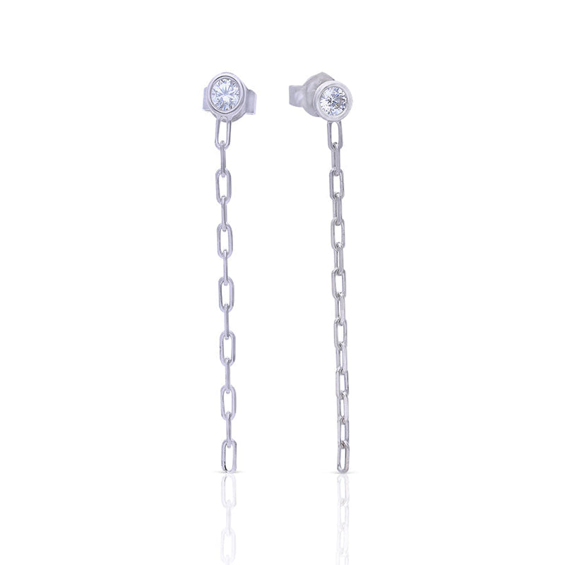 Diamonfire Stud Earrings with Chain Drop