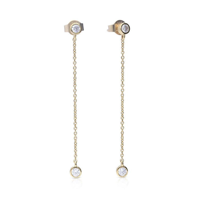 Diamonfire Bezel Set Chain Drop Earrings