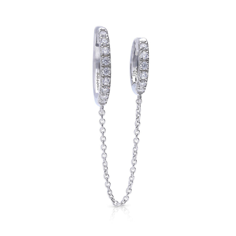 Diamonfire Double Hoop Earring with Chain Connector