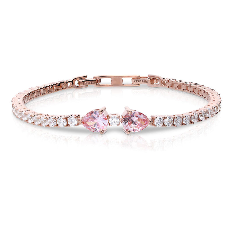 Diamonfire Pink and White Zirconia Tennis Bracelet