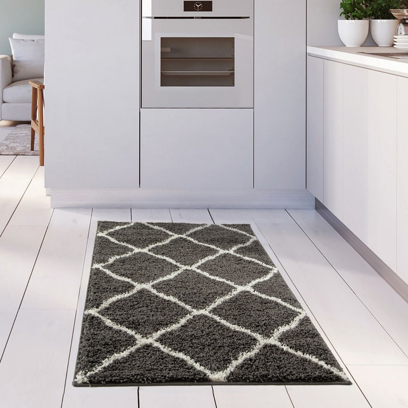 Moroccan Dark Grey Shaggy Rug | 740