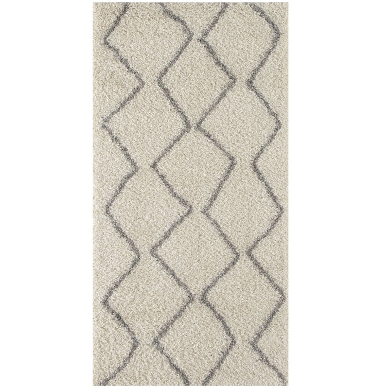 Moroccan Ivory Grey Shaggy Rug | 800