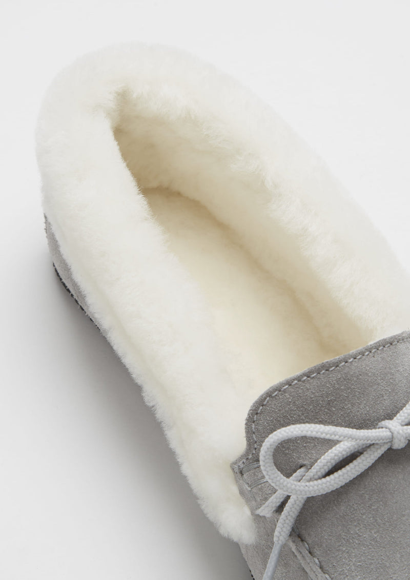 Women's slippers, sheepskin, dove grey suede