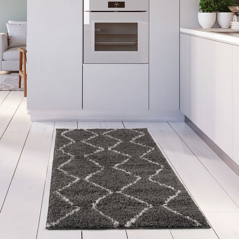 Moroccan Dark Grey Shaggy Rug | 840