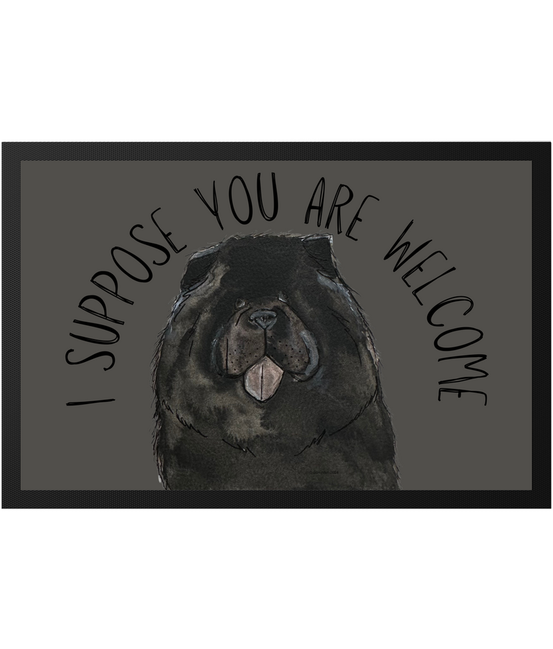 Charming Black Chow Chow Door Mat – Relunctantly Welcome Guests with Style