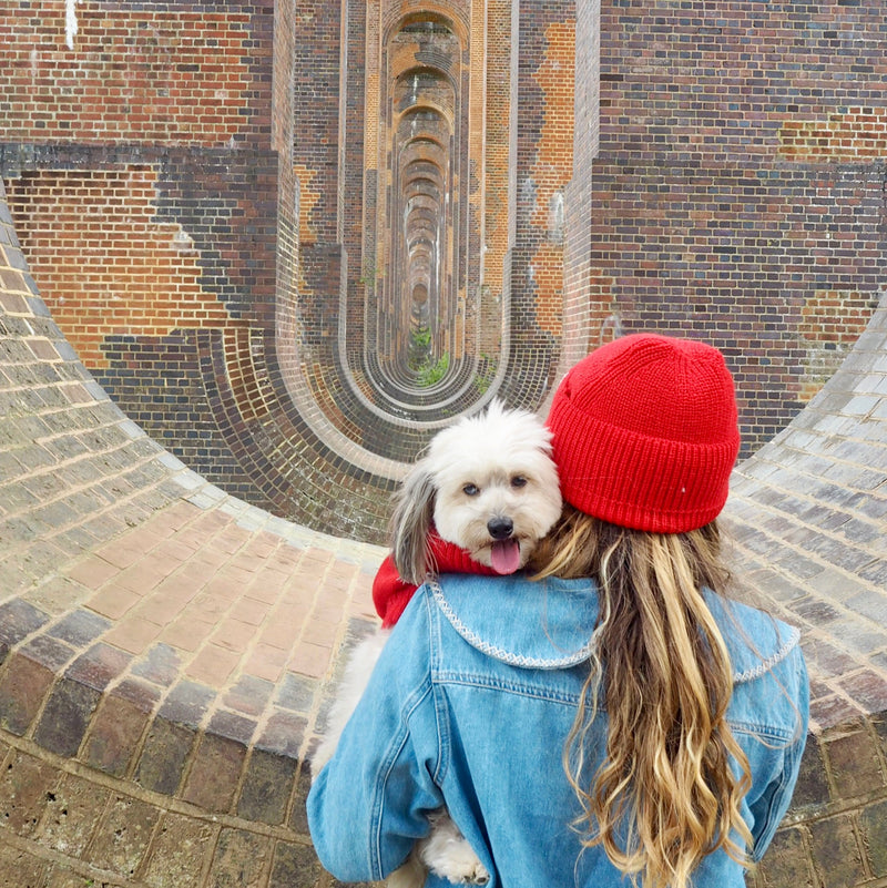 Cherry Red British Wool Beanie Hat