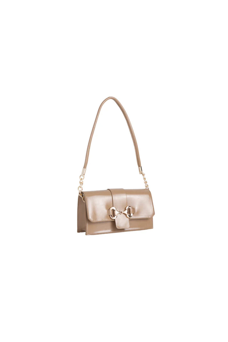 Beige Faux Leather Clutch Bag