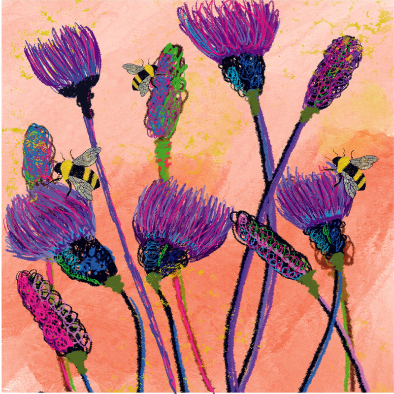 Bee Friendly thistle and Bees Plantable Seed Card by SJH Designs