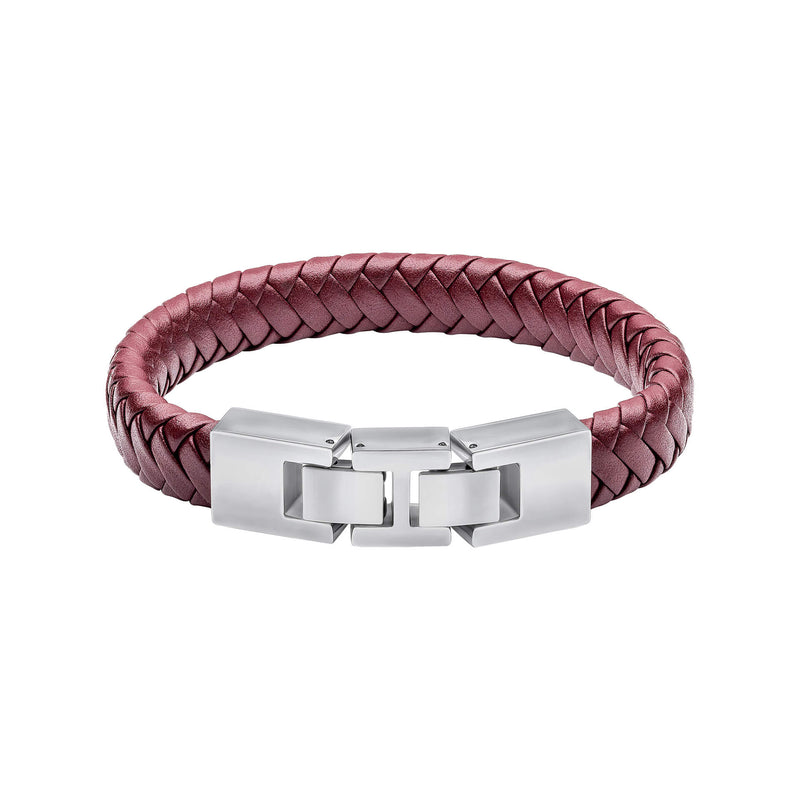 Fred Bennett Burgundy Leather Bracelet with Statement Clasp