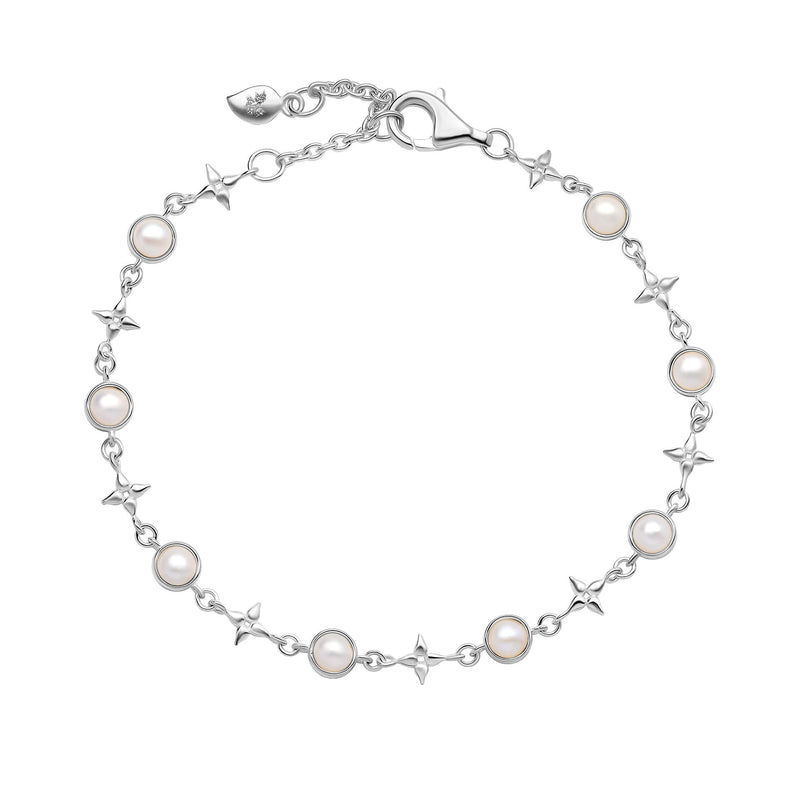 Laura Ashley Silver Hartley Check Mabe Pearl Tennis Bracelet