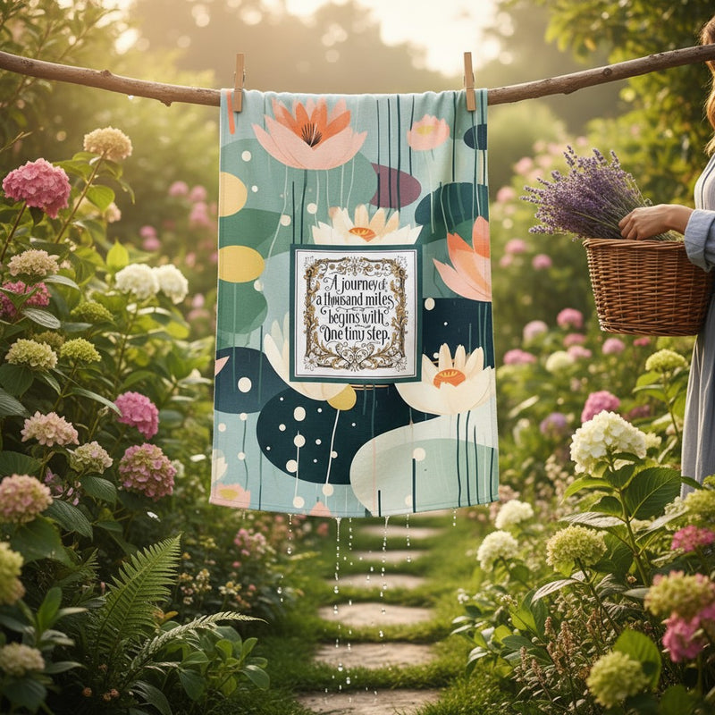 A journey of a thousand miles, begins with one tiny step Tea Towel