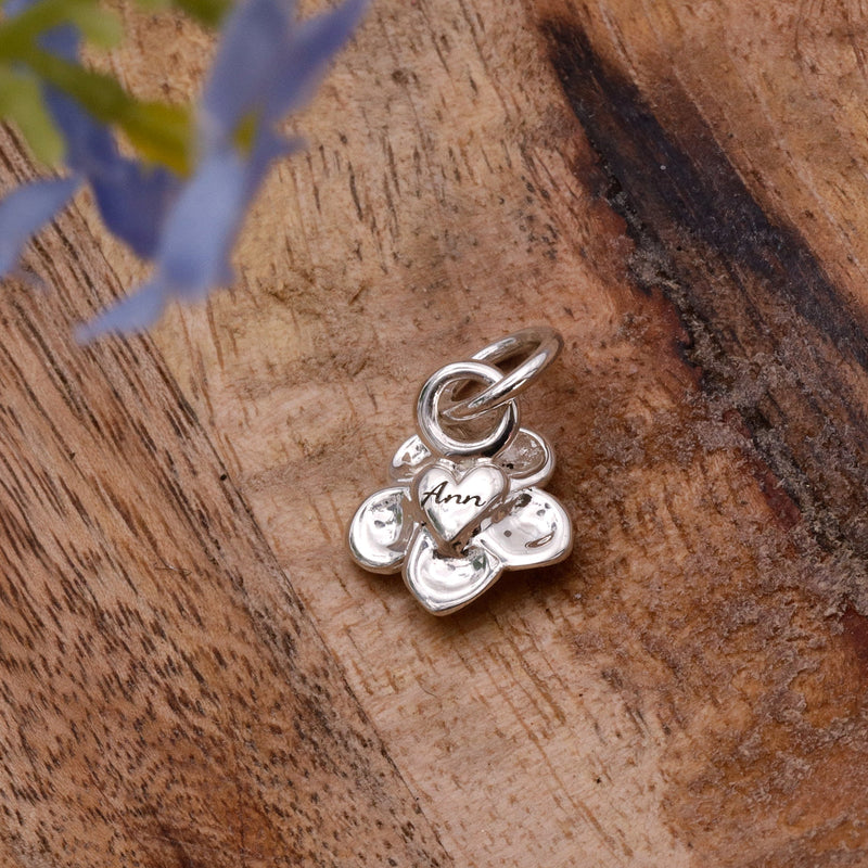 Forget-Me-Not Flower Personalised Silver Charm