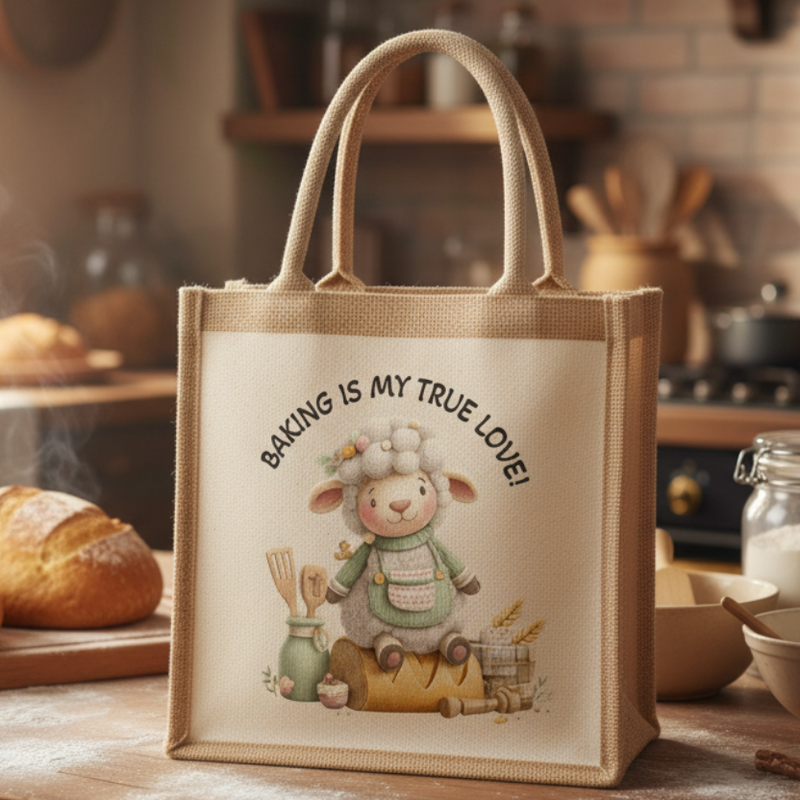 Baking Is My True Love Jute Bag
