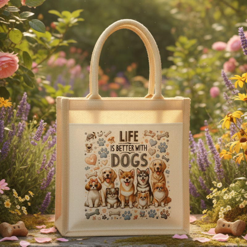 Life Is Better With Dogs Jute Bag