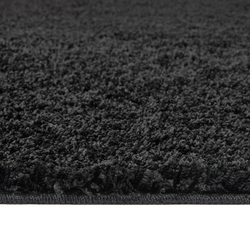 Washable Black Shaggy Rug