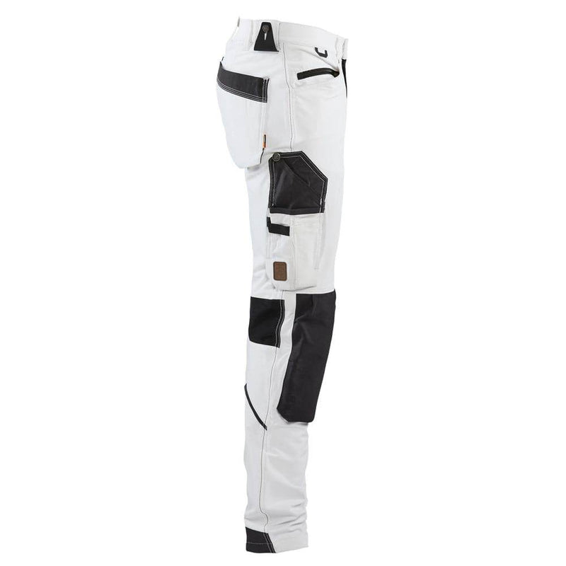 Blaklader 1089 4-Way Stretch Painters Work Trousers White/Dark Grey, 34" Waist Short Leg