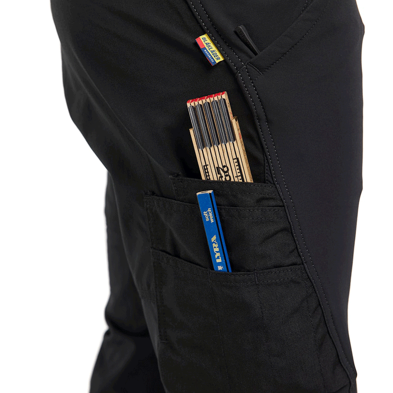 Blaklader 1422 4-Way Stretch Service Work Trousers Black/Dark Grey, 37" Waist Short Leg