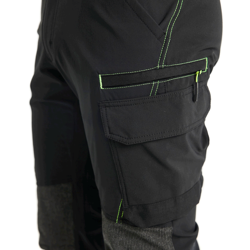 Blaklader 1422 4-Way Stretch Service Work Trousers Black / Hi-Vis Yellow