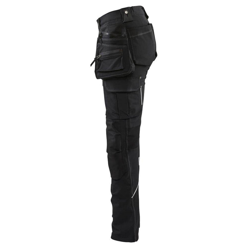 Blaklader 7198 Women's 4-Way Stretch Holster Pocket Work Trousers Black UK 12, Regular Leg