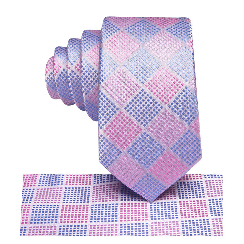 Boys Pink and Blue Check Silk Tie