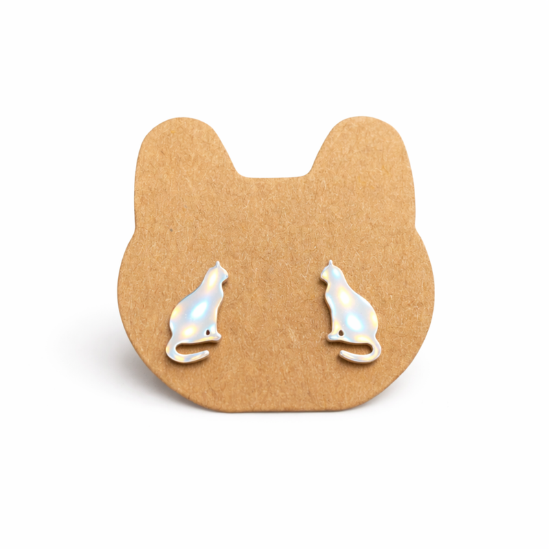 Cat Stud Earrings – Minimalist Cat Lover Jewellery | Stainless Steel