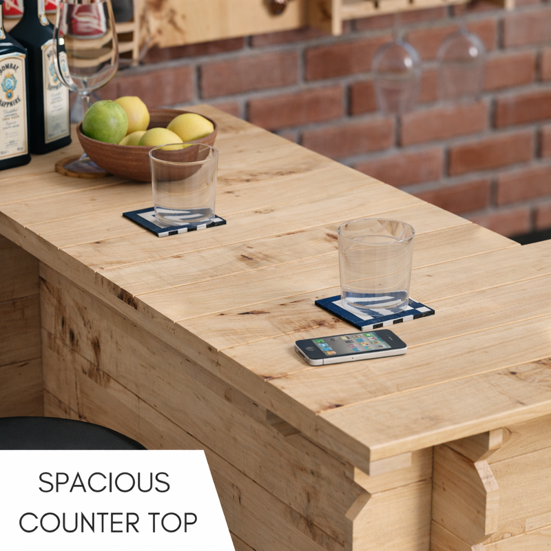 Rustic Wooden Interlock Corner Bar - 110cm High