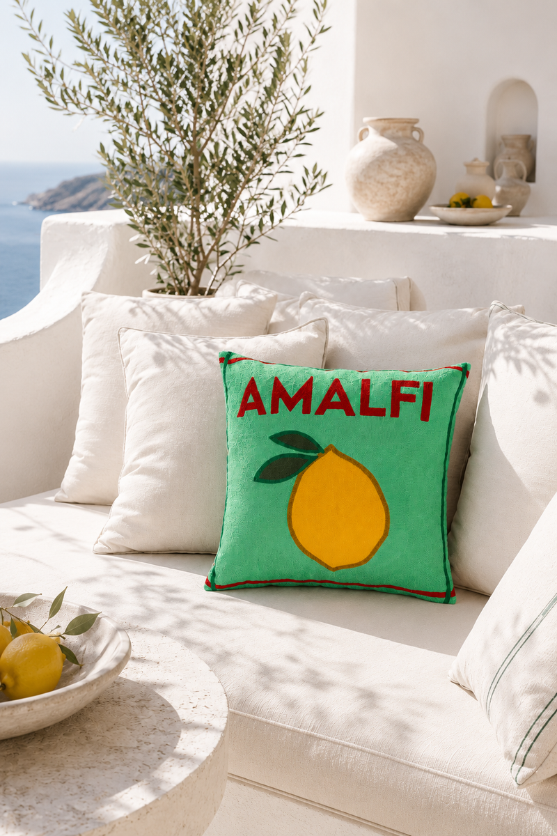 Amalfi - Needlepoint Travel Inspired Pillow