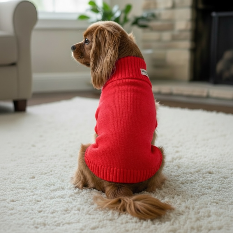 Cherry Red British Wool Dog Jumper