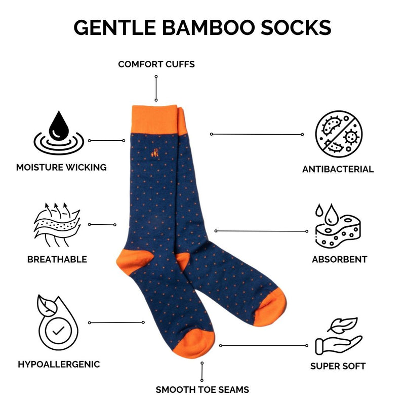 Spotted Orange Bamboo Socks (Comfort Cuff)