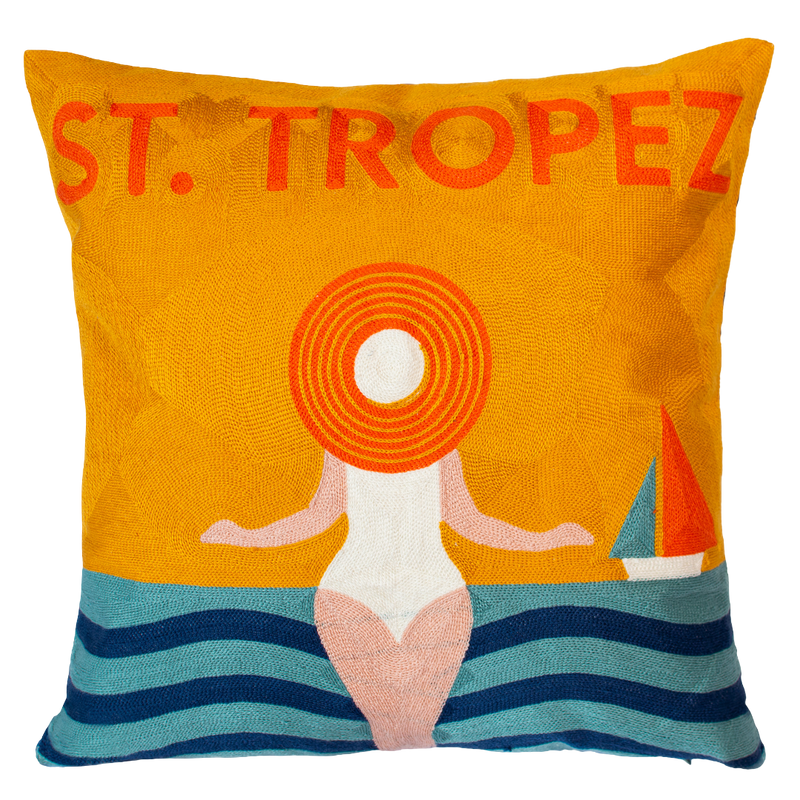 St. Tropez - Needlepoint Travel Inspired Pillow