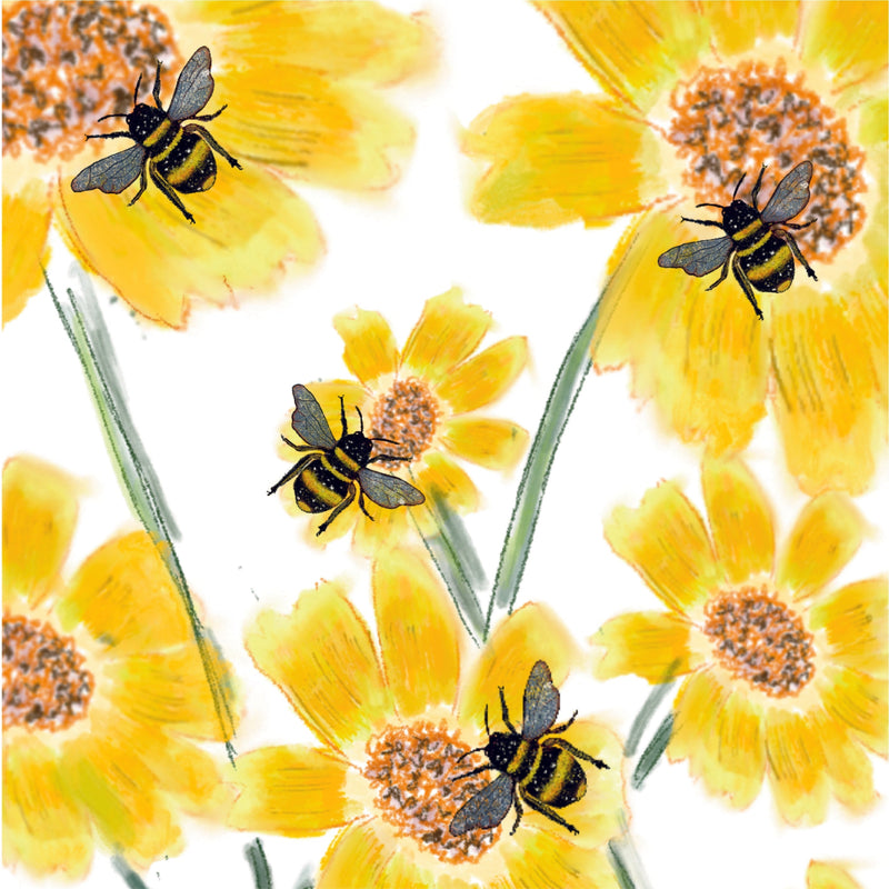 Yellow flowers and bees plantable seed greeting card by SJH Designs