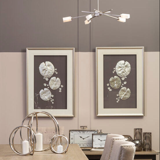 Nason Silver Leaf Design Wall Art with Wooden Frame