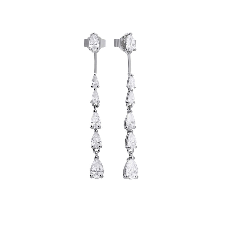 Diamonfire Teardrop Front Stud and Back Drop Earrings