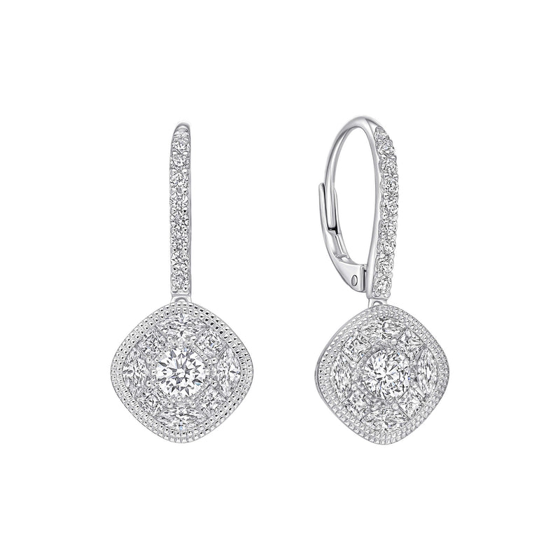 Diamonfire Pave Stippled French Hook Earrings
