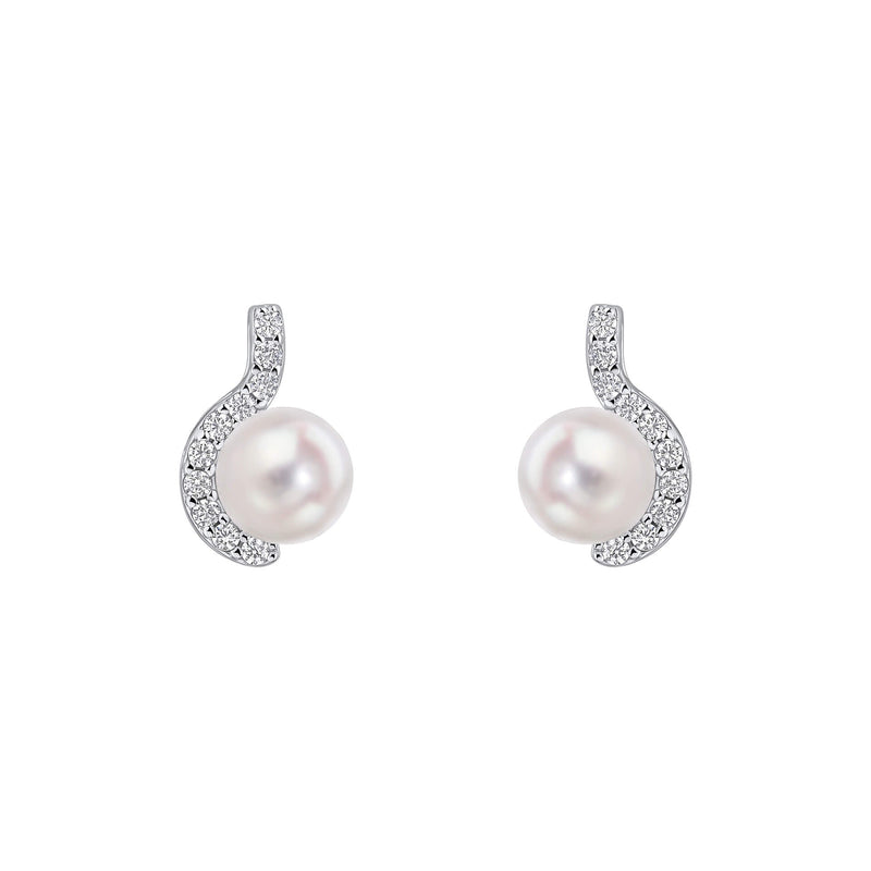 Diamonfire Half Halo Pearl Stud Earrings