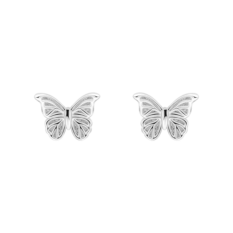 Laura Ashley Silver Butterfly Garden Stud Earrings
