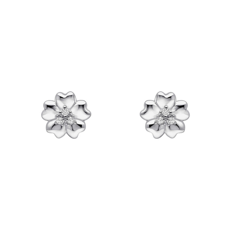 Laura Ashley Silver Riverly Ditsy Pave Flower Stud Earrings