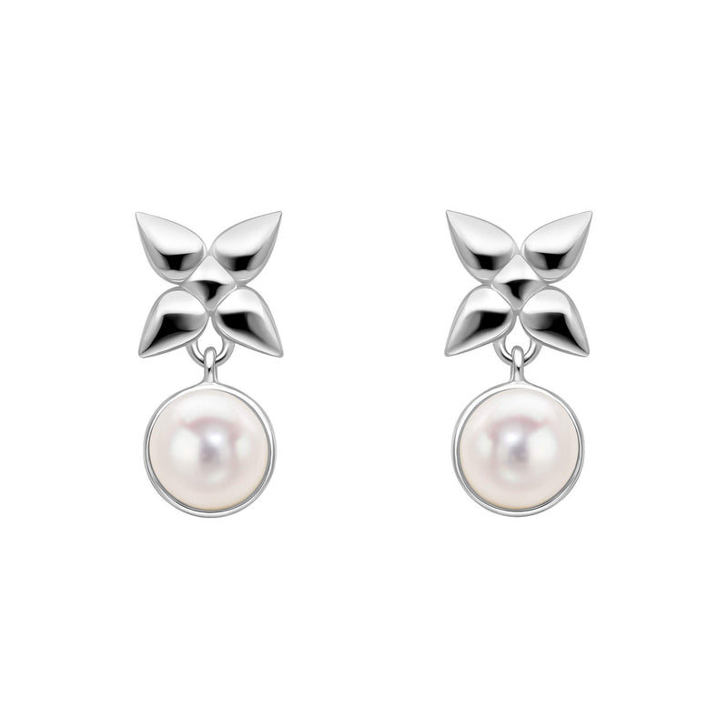 Laura Ashley Silver Hartley Check Mabe Pearl Drop Earrings