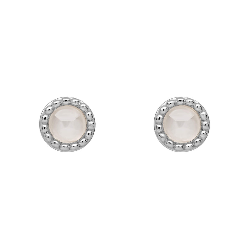 Beginnings Milgrain Semi-Precious Cabochon Birthstone Earrings