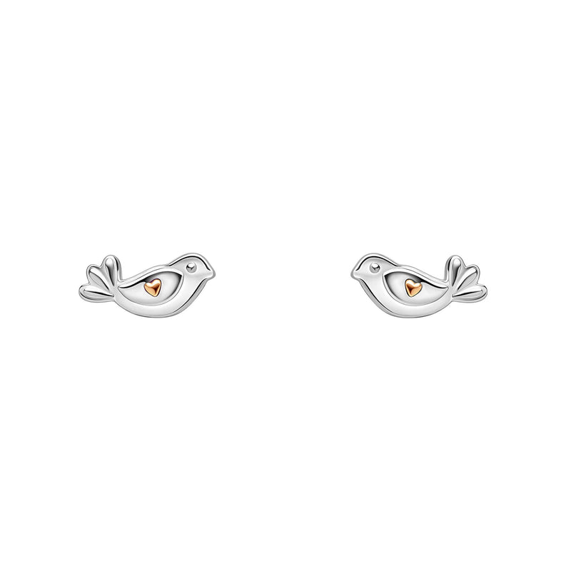 Laura Ashley Silver Kids Rosmere Love Mini Bird Stud Earrings