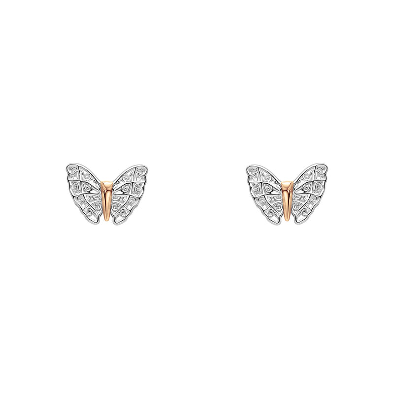 Laura Ashley Silver Kids Butterfly Garden Mini Stud Earrings