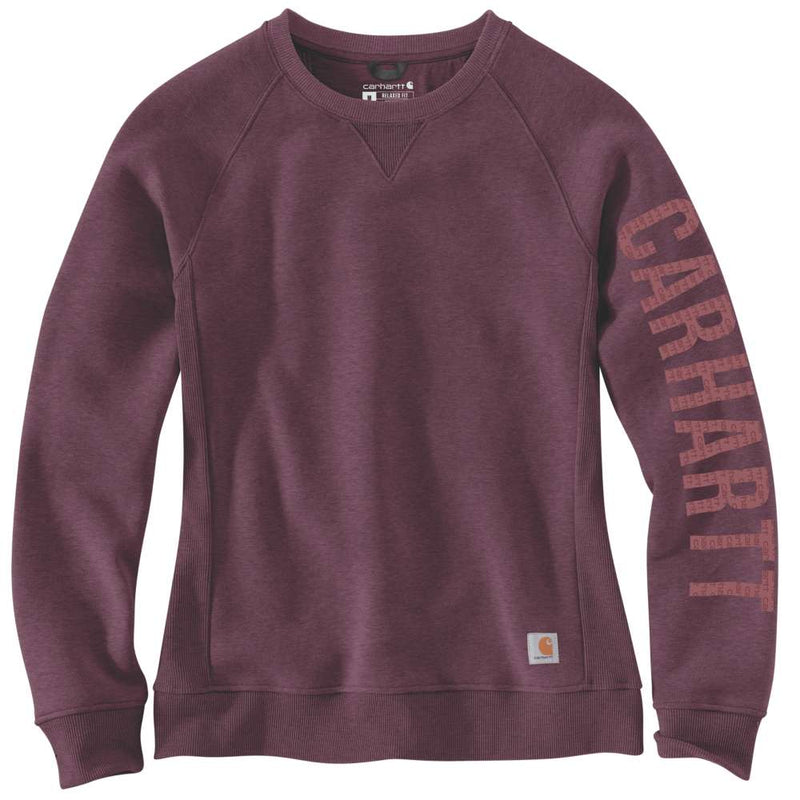 Carhartt 104410 Women's Relaxed Fit Midweight Crew Neck Logo Sweatshirt Fleece
