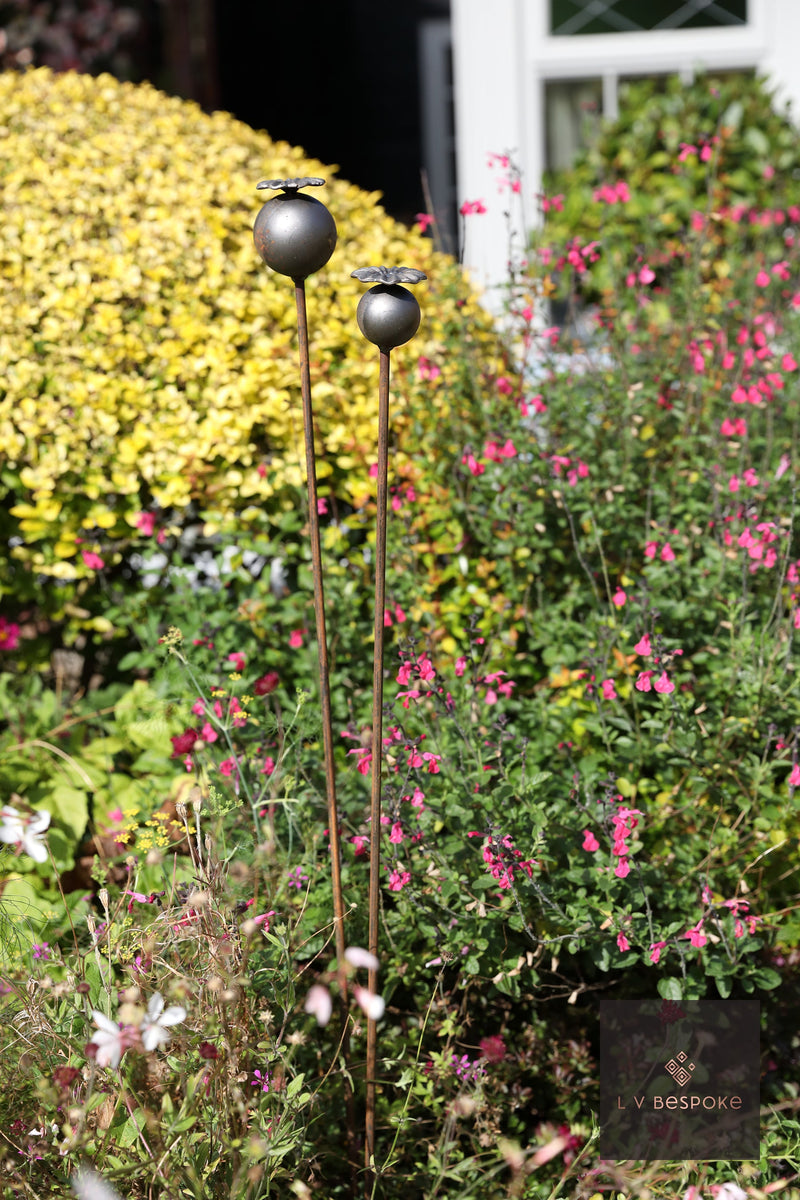 Mixed Floral Metal Garden Stakes, Short.